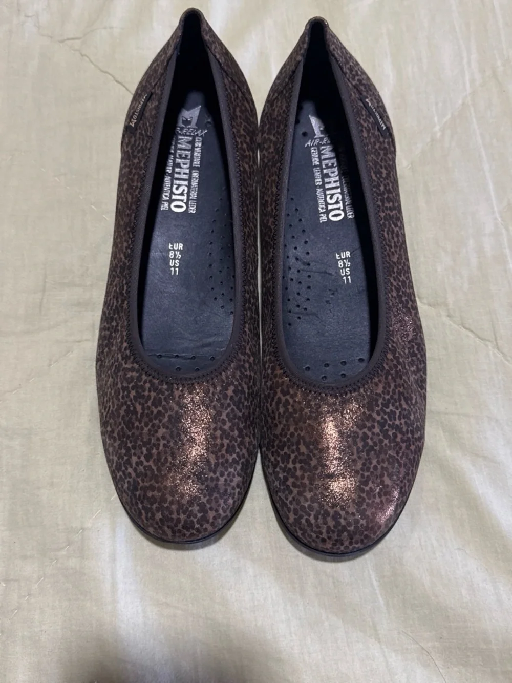 Mephisto Womens Brown Leopard-Print Comfort Ballet Flats size 11 us . Used once.